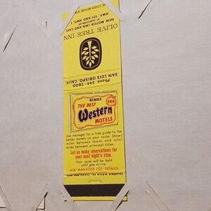 Vintage Olive Tree in and the Best Western motels matchbook